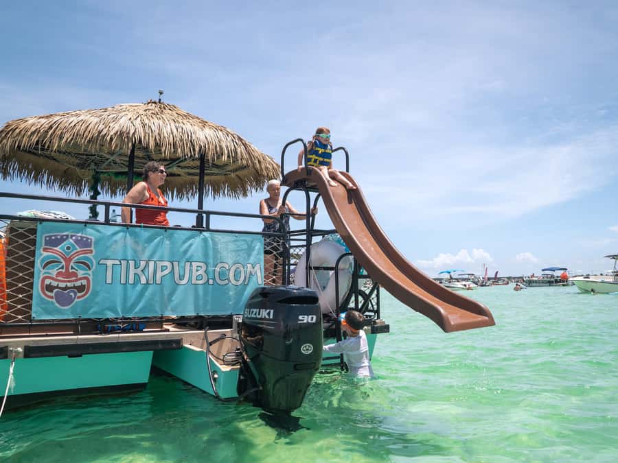 Destin: Tiki Pub Crab Island Sandbar Cruise with Waterslide - Comfort, limitations, and who should skip it