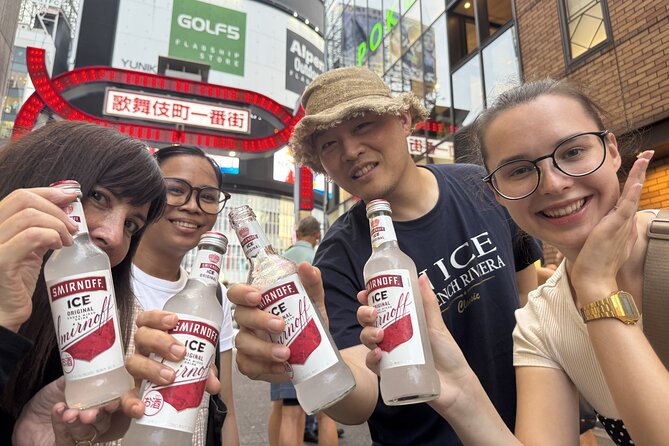 Tokyo Shinjuku Bar Hopping –Wagyu , Ramen & 7 Dishes - Meeting your guide beneath the Shinjuku neon